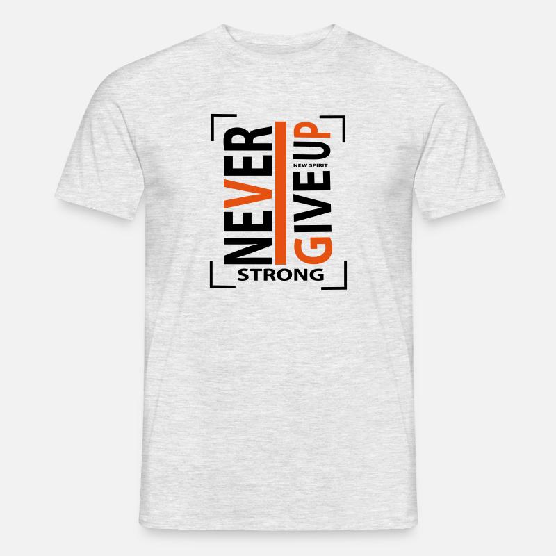 never give up - Männer T-Shirt - Grau meliert