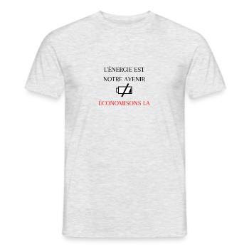 l'énergie est notre avenir humour - T-shirt homme - gris chiné - Devant - AI Model Male 178 dark (178cm)