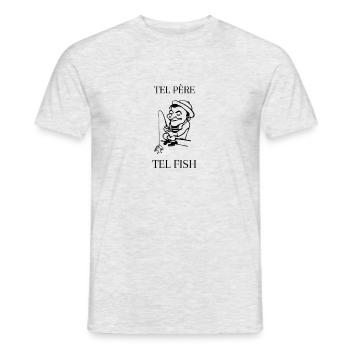 tel père tel fish humour - T-shirt homme - gris chiné - Devant - AI Model Male 178 dark (178cm)