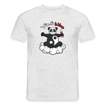 Funny Panda Yin and Wine Yoga Humor Fun - Men's T-Shirt - heather grey - Front - AI Model Male 178 dark (178cm)