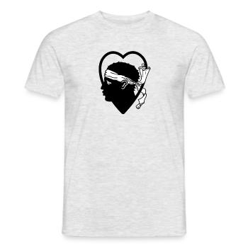 Corse de cœur - T-shirt homme - gris chiné - Devant - AI Model Male 178 dark (178cm)