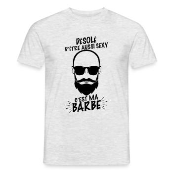 Homme Barbu et Sexy Cadeau Humour - T-shirt homme - gris chiné - Devant - AI Model Male 178 dark (178cm)
