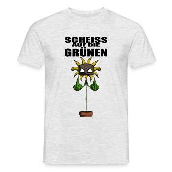 Gegen Grüne Politik Sonnenblume - Männer T-Shirt - Grau meliert - Vorne - AI Model Male 178 dark (178cm)