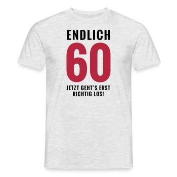 Endlich 60 - Geburtstag - Männer T-Shirt - Grau meliert - Vorne - AI Model Male 178 dark (178cm)