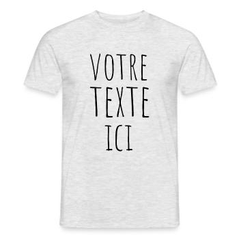 VOTRE TEXTE ICI idée cadeau citation humour - T-shirt homme - gris chiné - Devant - AI Model Male 178 dark (178cm)