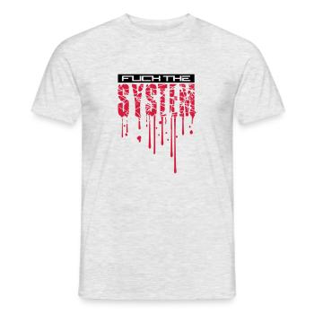 cool blood drops graffiti stamp spray fuck the - Men's T-Shirt - heather grey - Front - AI Model Male 178 dark (178cm)