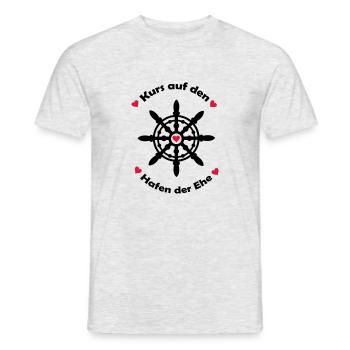 kurs_auf_den_hafen_der_ehe_002 - Männer T-Shirt - Grau meliert - Vorne - AI Model Male 178 dark (178cm)