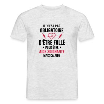 aide-soignante et folle / humour aide soignante - T-shirt homme - gris chiné - Devant - AI Model Male 178 dark (178cm)