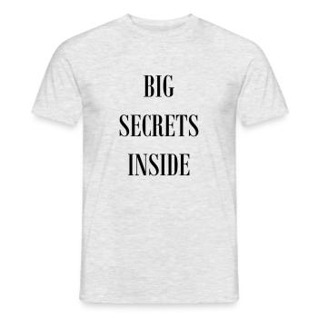 BIG SECRETS INSIDE - Männer T-Shirt - Grau meliert - Vorne - AI Model Male 178 dark (178cm)