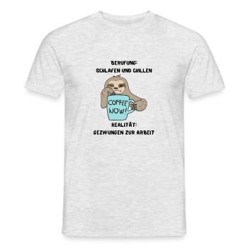 Faultier Berufung schlafen, Realität Arbeit - Männer T-Shirt - Grau meliert - Vorne - AI Model Male 178 dark (178cm)