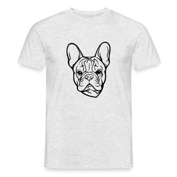 Französische Bulldogge Hund Kopf Illustration - Männer T-Shirt - Grau meliert - Vorne - AI Model Male 178 dark (178cm)