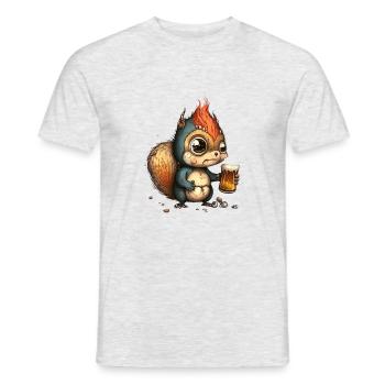 Funny punk squirrel with beer - Men's T-Shirt - heather grey - Front - AI Model Male 178 dark (178cm)