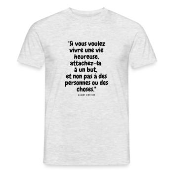 vivre une vie heureuse - T-shirt homme - gris chiné - Devant - AI Model Male 178 dark (178cm)