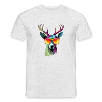 Jack le cerf à lunettes - T-shirt homme - gris chiné - Devant - AI Model Male 178 dark (178cm)