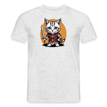 Cat Römischer Krieger Katze Geschenk - Männer T-Shirt - Grau meliert - Vorne - AI Model Male 178 dark (178cm)