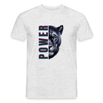 Black_Panther_Power - Männer T-Shirt - Grau meliert - Vorne - AI Model Male 178 dark (178cm)