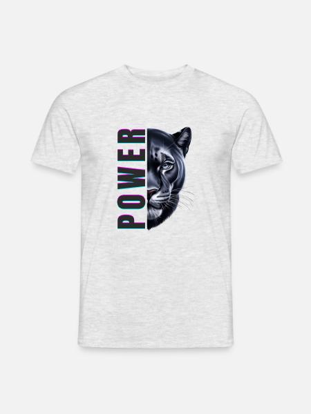 Black_Panther_Power - Männer T-Shirt - Grau meliert