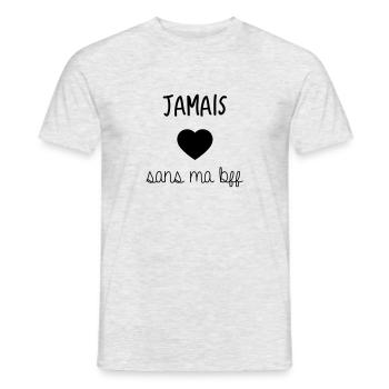 JAMAIS SANS MA BFF - T-shirt homme - gris chiné - Devant - AI Model Male 178 dark (178cm)