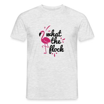 What the flock? Funny flamingo t-shirt gift - Men's T-Shirt - heather grey - Front - AI Model Male 178 dark (178cm)