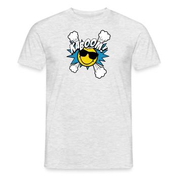 SmileyWorld Kaboom! Cooler Smiley Mit Sonnenbrille - Männer T-Shirt - Grau meliert - Vorne - AI Model Male 178 dark (178cm)