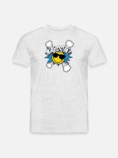 SmileyWorld Kaboom! Cooler Smiley Mit Sonnenbrille - Männer T-Shirt - Grau meliert