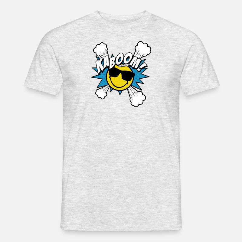 SmileyWorld Kaboom! Cooler Smiley Mit Sonnenbrille - Männer T-Shirt - Grau meliert