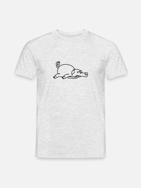 Totes Schwein am Boden - Männer T-Shirt - Grau meliert