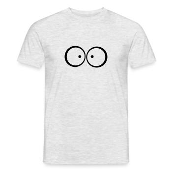 Anxious cross-eyed blue cartoon eyes - Men's T-Shirt - heather grey - Front - AI Model Male 178 dark (178cm)