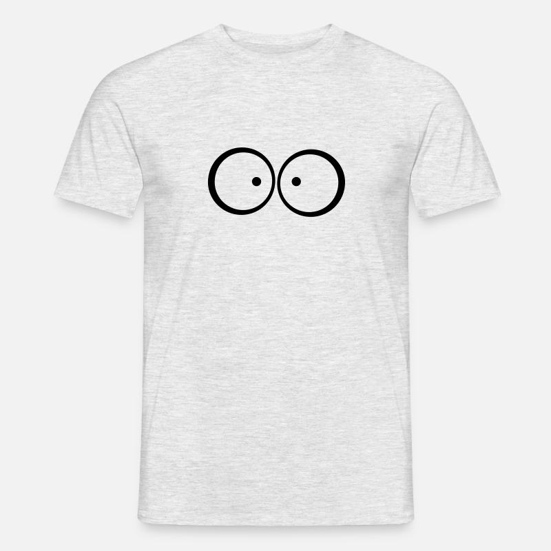 Ängstliche schielende blaue Comic Augen - Männer T-Shirt - Grau meliert