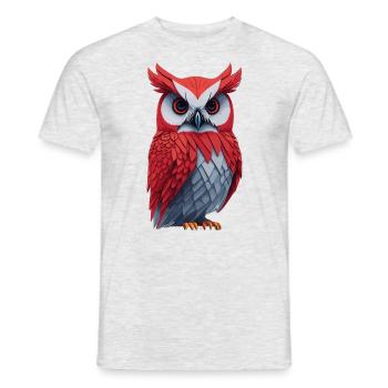 Eule Owl Lustig Farbenfroh Eulenliebhaber - Männer T-Shirt - Grau meliert - Vorne - AI Model Male 178 dark (178cm)
