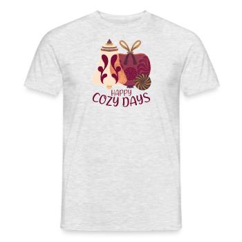 Happy Cozy Days - Männer T-Shirt - Grau meliert - Vorne - AI Model Male 178 dark (178cm)