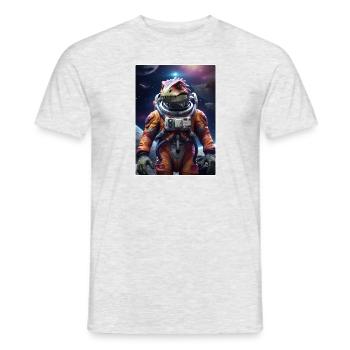 Dino im Weltall 1.8 - Männer T-Shirt - Grau meliert - Vorne - AI Model Male 178 dark (178cm)
