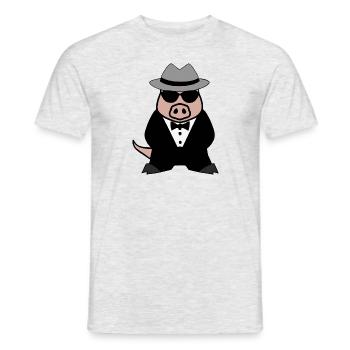 Gangster Pig Wild Boar Mafia Lunettes de soleil - T-shirt homme - gris chiné - Devant - AI Model Male 178 dark (178cm)