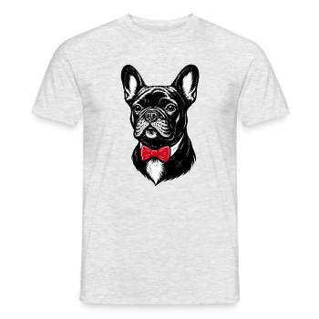 French Bulldog with Bow Tie - Gentleman Style - Men's T-Shirt - heather grey - Front - AI Model Male 178 dark (178cm)