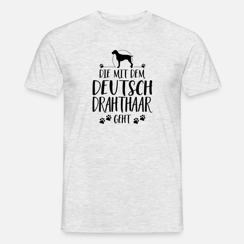 DIE MIT DEUTSCH DRAHTHAAR GEHT Spruch Wilsigns - Männer T-Shirt - Grau meliert