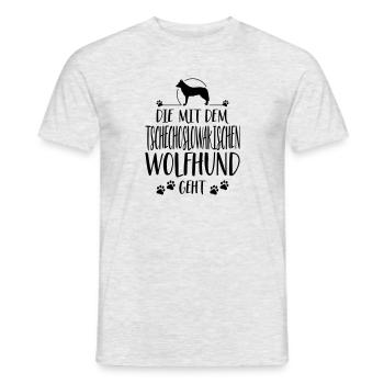 DIE MIT TSCHECHOSLOWAKISCHER WOLFHUND GEHT Spruch - Männer T-Shirt - Grau meliert - Vorne - AI Model Male 178 dark (178cm)