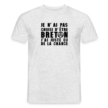 pas choisi etre breton juste chance - T-shirt homme - gris chiné - Devant - AI Model Male 178 dark (178cm)