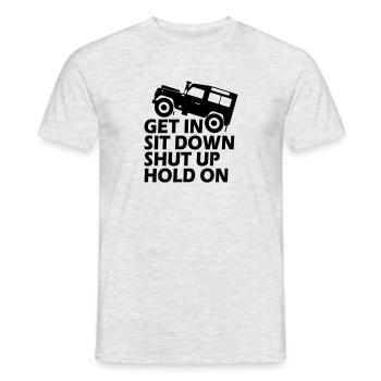 Funny Get Asseyez-vous Shut Up Hold On - T-shirt homme - gris chiné - Devant - AI Model Male 178 dark (178cm)