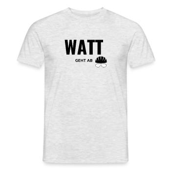WATT geht ab - Männer T-Shirt - Grau meliert - Vorne - AI Model Male 178 dark (178cm)