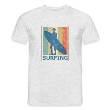 Planche de surf Surfers surf Vintage Style rétro - T-shirt homme - gris chiné - Devant - AI Model Male 178 dark (178cm)