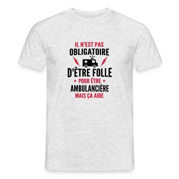 folle et ambulancière - T-shirt homme - gris chiné - Devant - AI Model Male 178 dark (178cm)