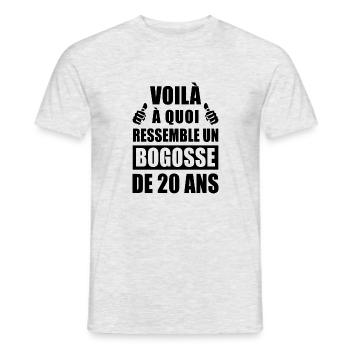 bogosse de 20 ans / anniversaire 20 ans - T-shirt homme - gris chiné - Devant - AI Model Male 178 dark (178cm)