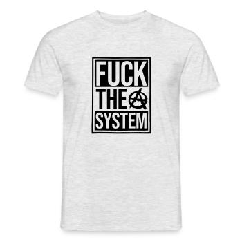 Text fuck the system - Men's T-Shirt - heather grey - Front - AI Model Male 178 dark (178cm)