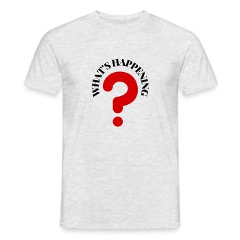 What's Happening Illustration - Männer T-Shirt - Grau meliert - Vorne - AI Model Male 178 dark (178cm)