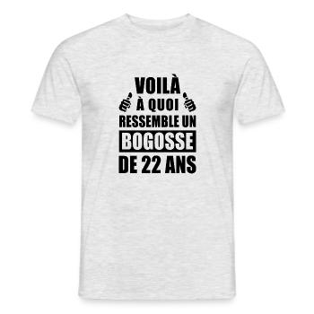bogosse de 22 ans / anniversaire 22 ans - T-shirt homme - gris chiné - Devant - AI Model Male 178 dark (178cm)
