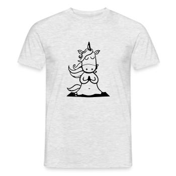 Einhorn Yoga Lustig Yogalehrerin Geschenkidee - Männer T-Shirt - Grau meliert - Vorne - AI Model Male 178 dark (178cm)