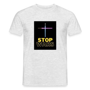 stop wars - Männer T-Shirt - Grau meliert - Vorne - AI Model Male 178 dark (178cm)