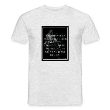 Freunde, Liebe und alter Wein - Männer T-Shirt - Grau meliert - Vorne - AI Model Male 178 dark (178cm)