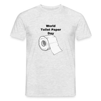« Journée mondiale du papier toilette » design amusant - T-shirt homme - gris chiné - Devant - AI Model Male 178 dark (178cm)