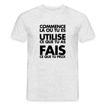 COMMENCE LA OU TU ES - T-shirt homme - gris chiné - Devant - AI Model Male 178 dark (178cm)